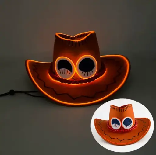 Luffy Ace Orange Cowboy Cap LED